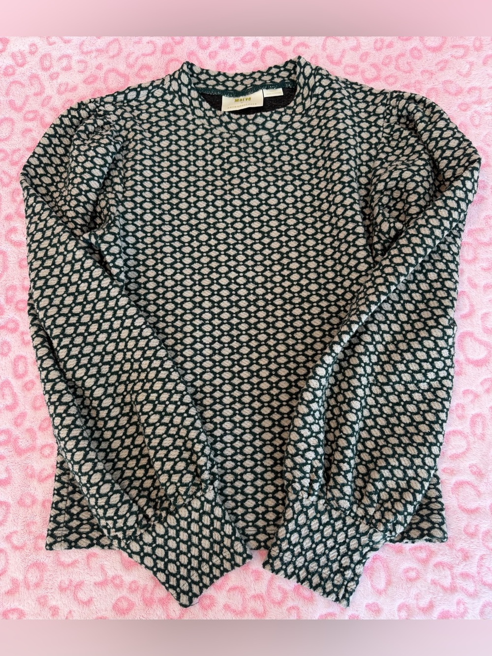 Anthropologie Maeve Green Geometric
Patterned Balloon Sleeve Sweater Size: XS - Picture 10 of 10